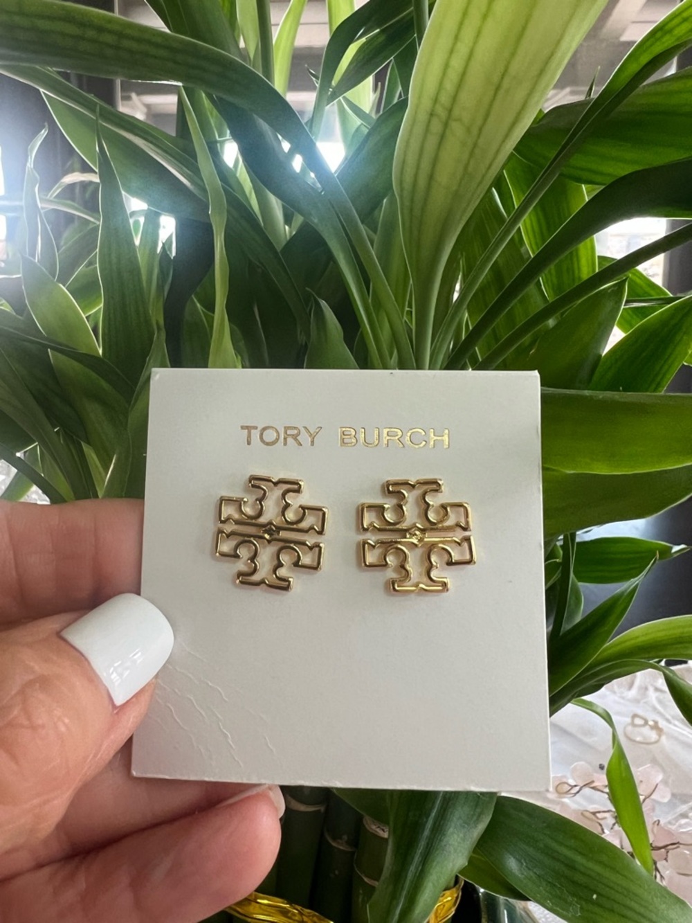 Tory Burch Gold Double-T Logo Stud Earrings